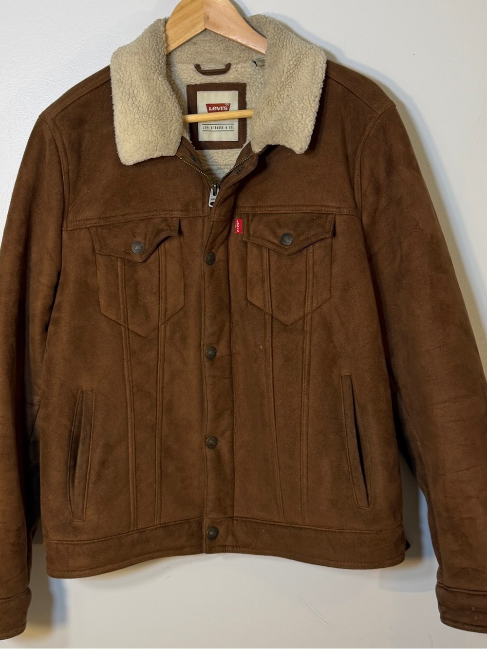 Levi's Brown Suede Jacket with Cream Sherpa Collar